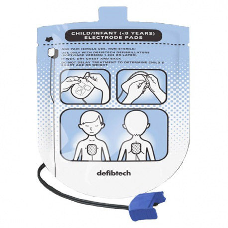 Paire d'électrodes enfants simple pour défibrillateur DEFIBTECH LIFELINE