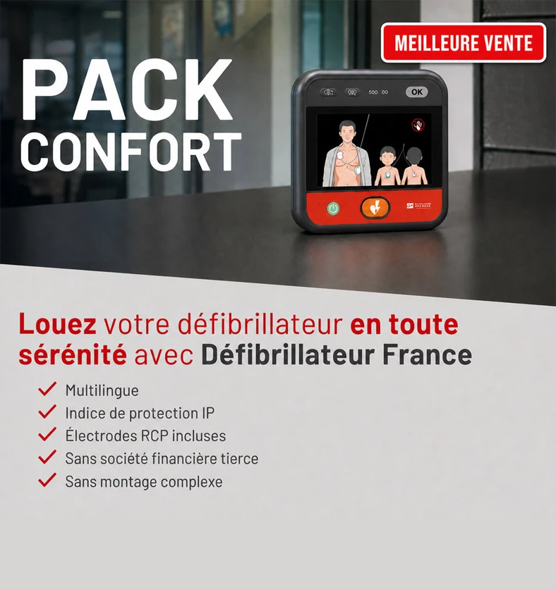 Pack CONFORT location défibrillateur Défibrillateur France